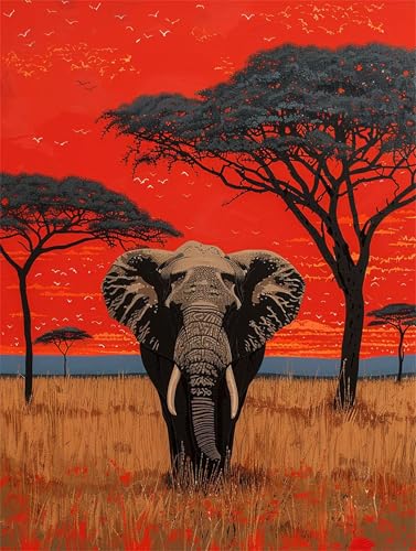 Diamond painting éléphant grand format 60x80 cm pour broderie diamant adulte