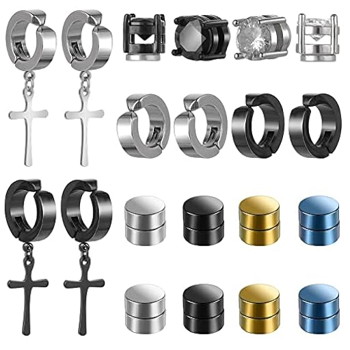 ASTER 10 Pares de Aretes Magnéticos de Acero Inoxidable Sin Perforación, Cruz, para Hombres, Mujeres, Niños y Niñas (4 Estilos) | Ya disponible en tu tienda friki favorita! En mundofriki.es!