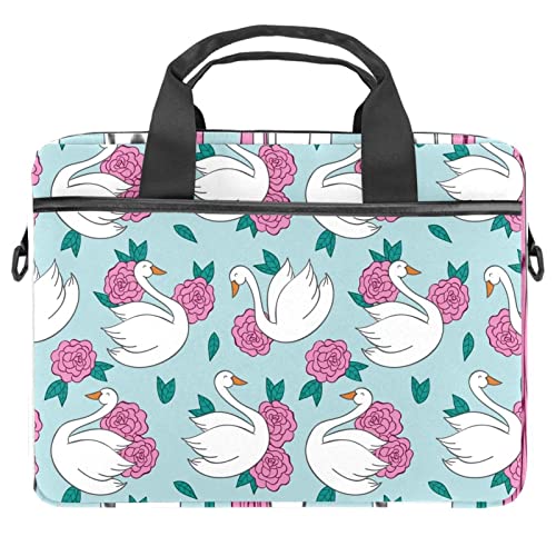 Sac d'ordinateur 13 pouces à fleurs et cygne pour vos trajets quotidiens