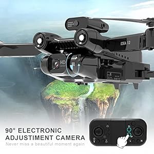 IDEA12 Mini Drones with Camera 1080P, Foldable FPV RC Drone Quadcopter for Adults and Beginners with 360° Active Obstacle Avoidance, 2 Cameras, Altitude Hold, 360° Flip, Headless Mode, 2 Batteries, Helicopters Gifts - immagine 6
