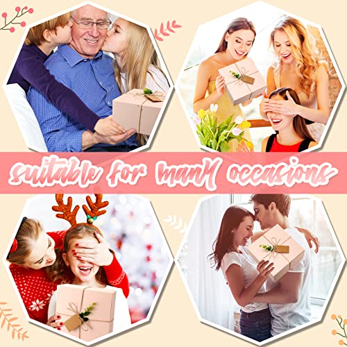 26Pcs Gift Boxes Set 8 Bridesmaid Proposal Boxes 8 X 8 X 4In Bridesmaid Proposal Gift 8 Kraft Paper Gift Tag 8 Plastic Eucalyptus Leaves Stems 1 Cut Paper Shred Filler 1 Twine Rope (Light Pink, Ivory) #TOP4