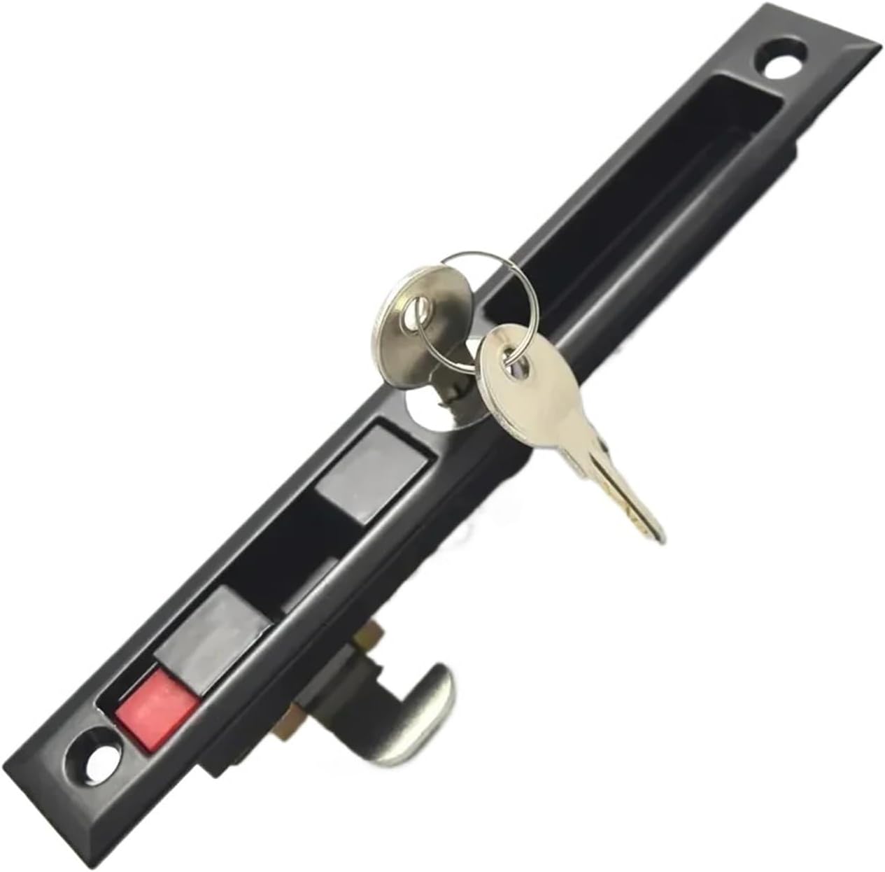 Black Sliding Door Lock 2 Brass Keys for Room Bathroom Accessories Funiture Latch MMS226 G 1Pcs(Black No Key)