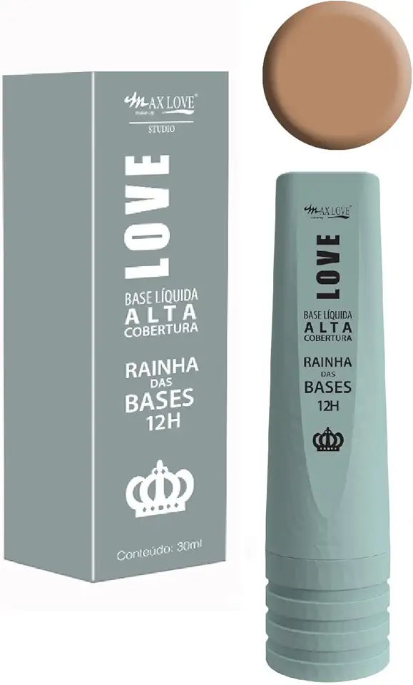 Base Líquida Max Love Rainha Das Bases - Alta Cobertura, Efeito Matte, 12 Horas de Duração, Cor 606 - Cobre TUDO!