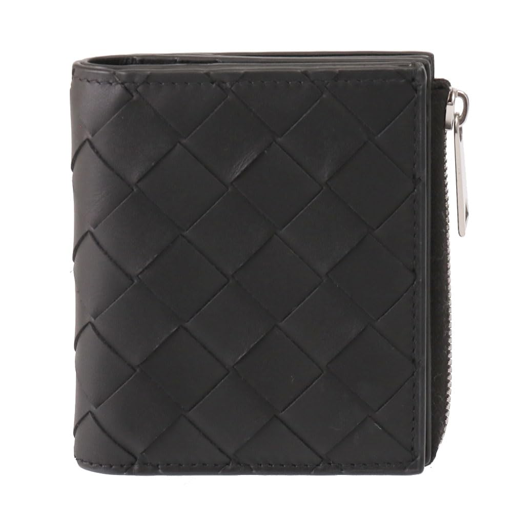 Bottega Veneta ボッテガヴェネタL字コンパクト財布レザー黒 BOTTEGA VENETA ボッテガ ヴェネタ イントレチャート L字