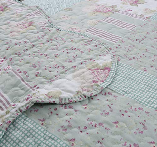 English Roses Quilt Set, Cotton Rich, Prewashed, Preshrunk; As Bedspread, Bedcover, Coverlet, Bed Throw Spreads Full Size Bedspreads, Summer Quilts, Lightweight Summer Bedspreads Queen Size Oversized #TOP1