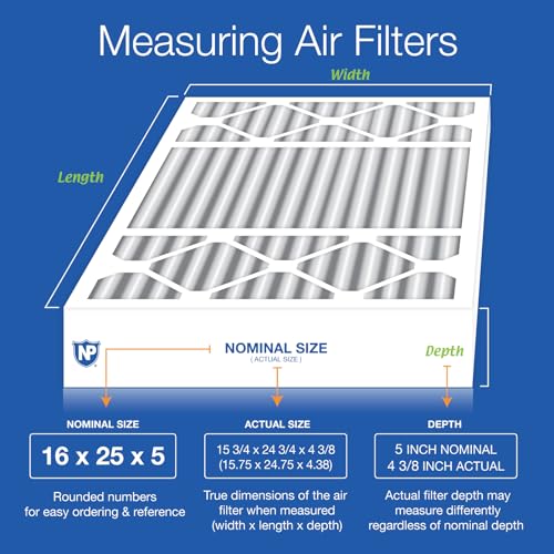 Image of Nordic Pure 16x25x5 Pleated MERV 13 Plus Carbon Air Filters 2 Pack | Actual Size: 15 3 /4 x 24 3 /4 x 4 3 /8 Honeywell Replacement Made in USA, Advanced HVAC Furnace Filtration & Odor Control