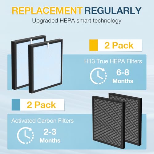 Image of HSP001 Filter Replacement Compatible with HATHASPACE Air Purifier HSP001 | 4-in-2 Filtration with H13 True Hepa and Activated Carbon, 2 Pack