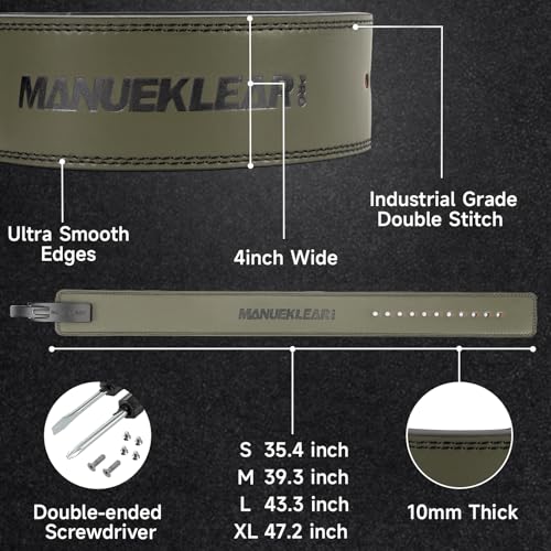 Image of 10mm Thick & 4inch Wide Weight Lifting Belt Lever, Lever Belt Weightlifting for Men and Women, Powerlifting Lever Gym Belt for Squat Deadlift Workout (Green, XL)