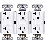 GFCI Outlet 20 Amp [3-Pack], Non-Tamper-Resistant GFI Duplex Receptacles with LED Indicator, Self-Test Ground Fault Circuit Interrupter, ETL Listed, White, 3 Piece