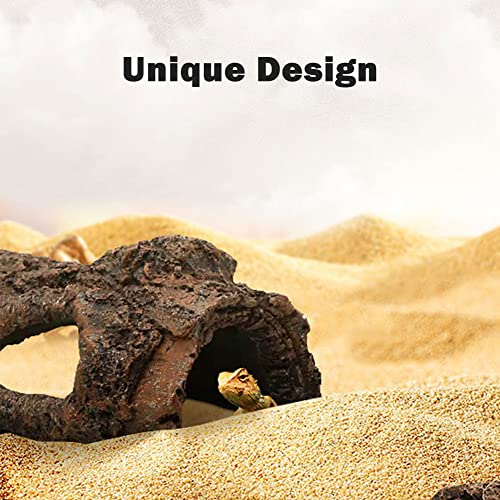 Image of Small Resin Aquarium Hideout Log, Tree Trunk Fish Tank Decor Ornament, 5.31 in Hollow Cave with Multiple Openings, for Freshwater Tanks and Terrariums, Brown
