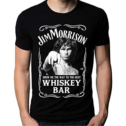 Men Fashion t-Shirt Jim Morrison Show Me The Way to Next Whiskey Bar Doors Logo Men's T-Shirt Men Casual Shirt Black