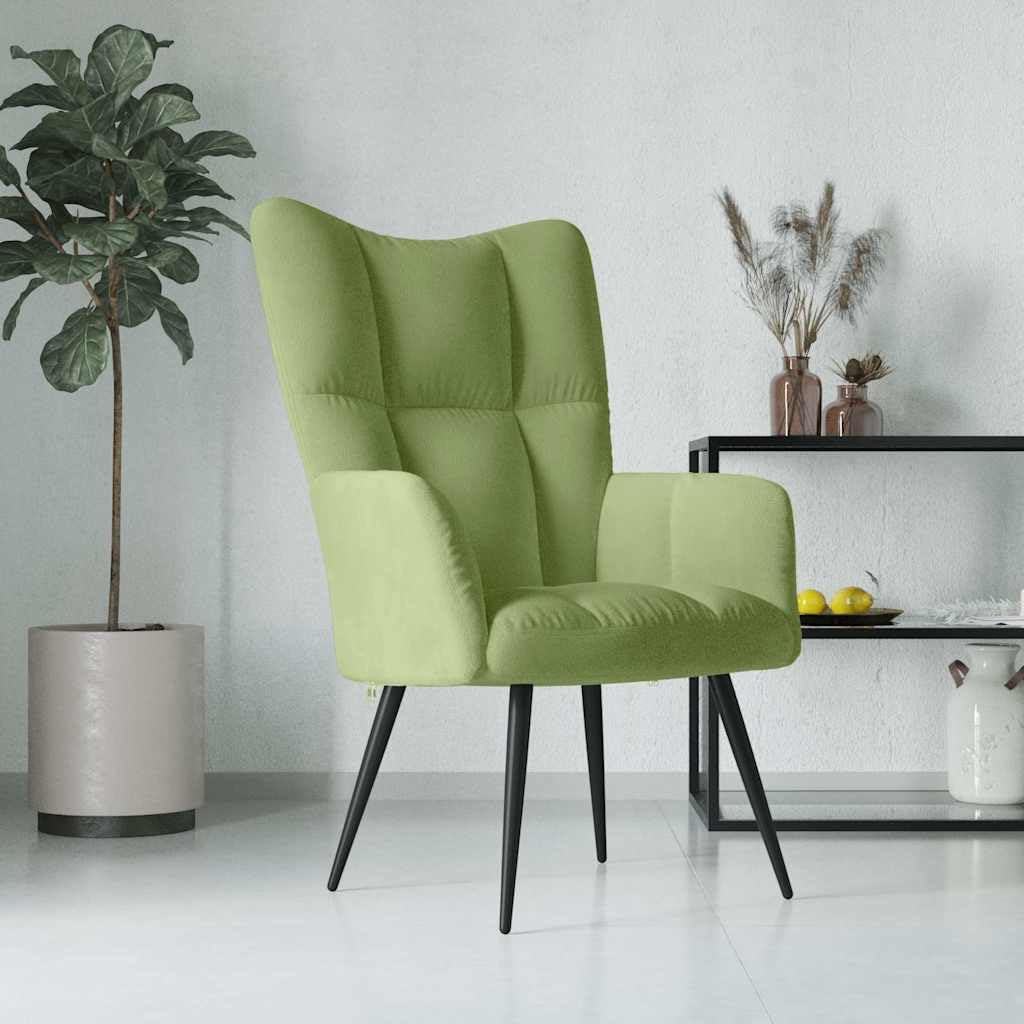 vidaXL Relaxsessel Fernsehsessel Polsterstuhl Polstersessel Relaxstuhl Sessel Stuhl Ohrensessel Loungesessel Armsessel Wohnzimmer Hellgrün Samt