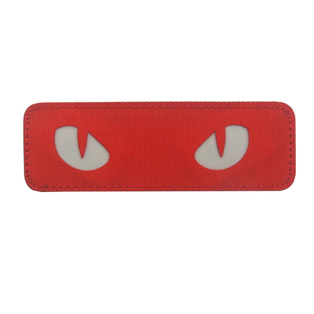 Cat Eyes Reflective Patch Tactical Military Morale Glow in Dark Embroidered Patches Combat Badges Appliques Fasteners Shoulder Backing for Hats Caps Bags Jackets Backpack (Red)