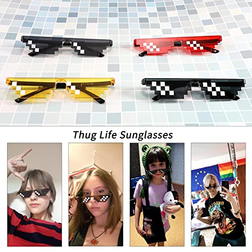 FEISEDY 2PACK Thug Life Sunglasses Funny Pixelated Mosaic Gamer Glasses Party Disco Cool B2876-F2 5