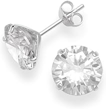 Heather Needham Sterling Silver Large Cubic Zirconia Stud Earrings for Women - Radiant & Elegant - Size: 9mm - Gift Boxed 5771CZ