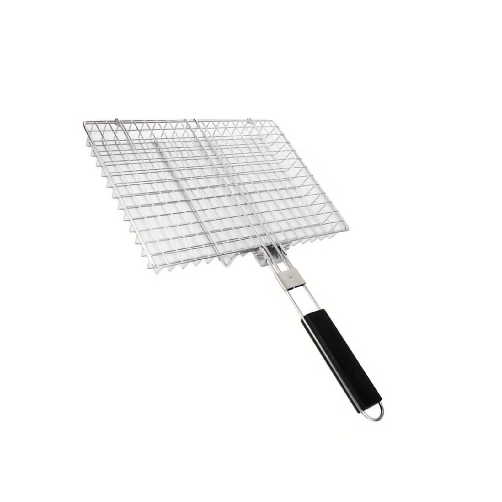 Pratico Acciaio Antiruggine Barbecue Griglie Basket 32 cm Con Manico Staccabile Grigliare Strumento Per Pesce Verdure Carne Acciaio Antiruggine Bbq Mesh Basket