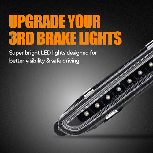 Image of Third 3rd Brake Light LED for 2006-2010 Dodge Charger, High Mount Rear Brake Lights Assembly for 06-10 Charger, Waterproof Center Cab Lamp Stop Light (Black)