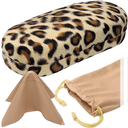 Image of MyEyeglassCase - Large Sunglasses Case - Hard Glasses Case Holder w /Pouch & Cloth - Eyeglass Case Aviator Frames Men & Women