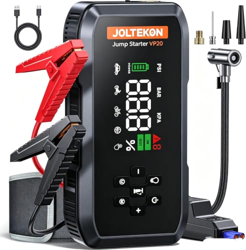Image of Car Battery Jump Starter with Air Compressor, 4500A Powerful Battery Jumper Starter Portable with 150PSI Auto-Pause Pump, 12V Jump Box for Car Battery with 10-Safety Protection(9L Gas /8L Diesel)
