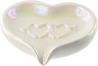 Heart Shaped Soap Dish, White Ceramic Soap Storage Case Cute Love Heart Self Drain Soap Tray Creative Bathroom Kitchen Accessories
