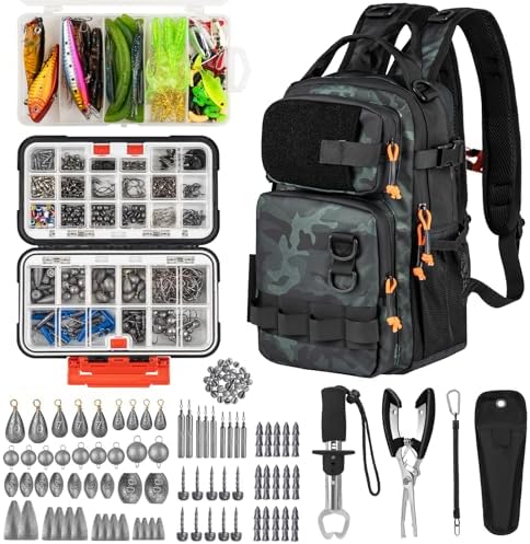 THKFISH Fishing Tool Kit, Backpack and Tackle Box with Tackle Inc...