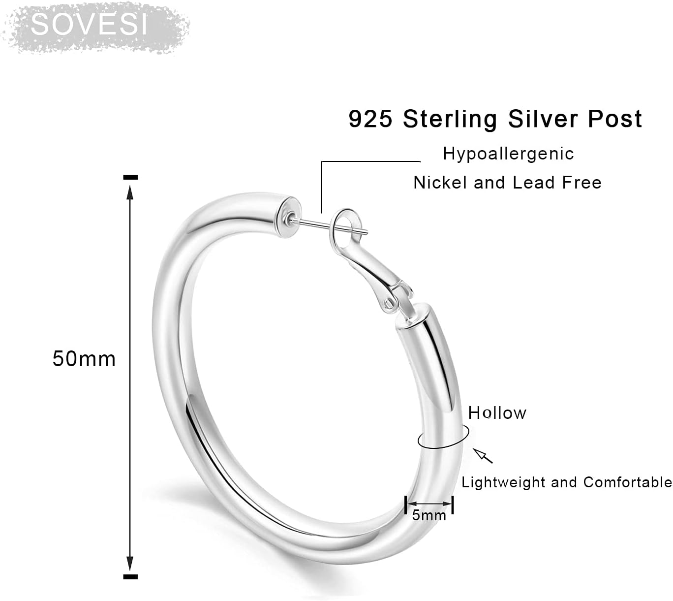 sovesi Chunky Gold Hoop Earrings for Women with 925 Sterling Silver Post, 14K Gold Plated Small Thick Gold Hoops Earrings for Women