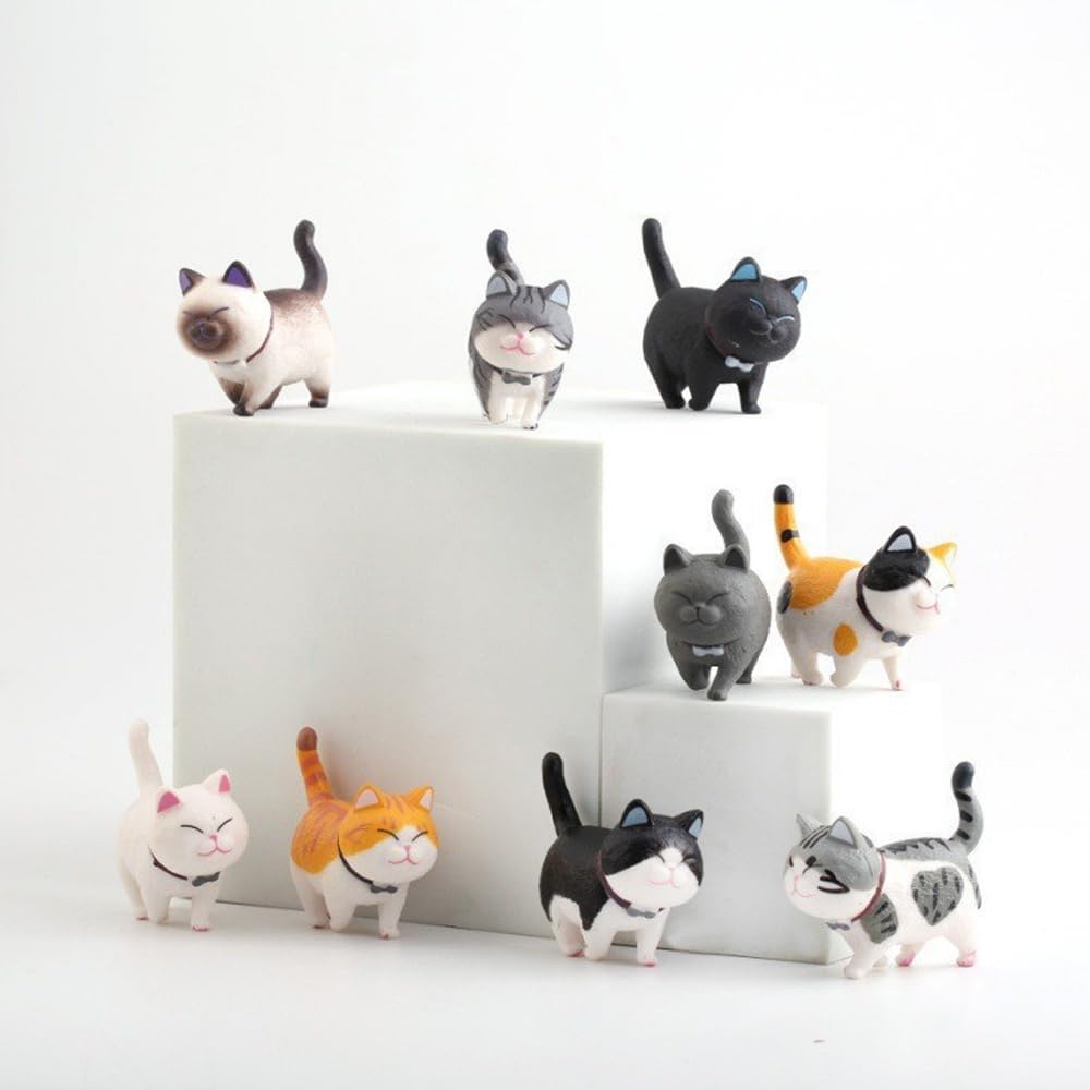 4 Pcs Realistic Cat Figure Mini Cute Characters Educational Figures Kitten Easter Eggs Topper Christmas Birthday Gift for Cat Lover