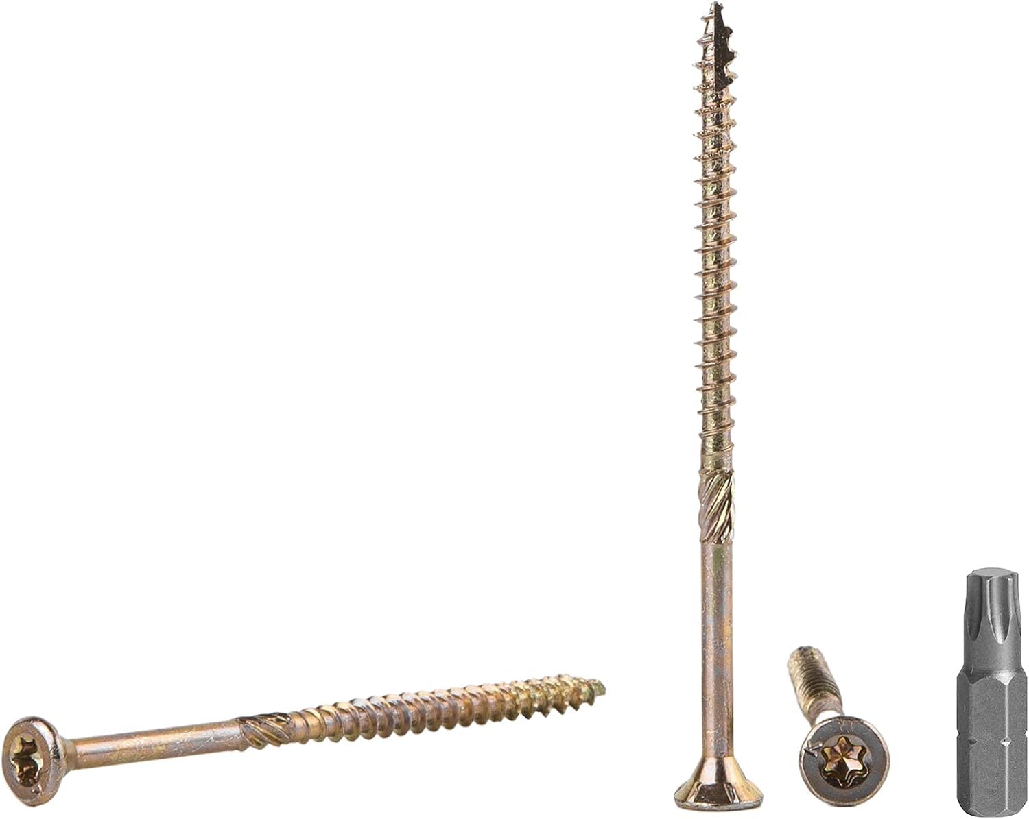 (Pack of 80) Yellow Zinc Plated Steel 1/4" x 5-1/2" (6.0 x 140 mm) Wood Screws Torx Head Type 17 Countersunk Chipboard Screws