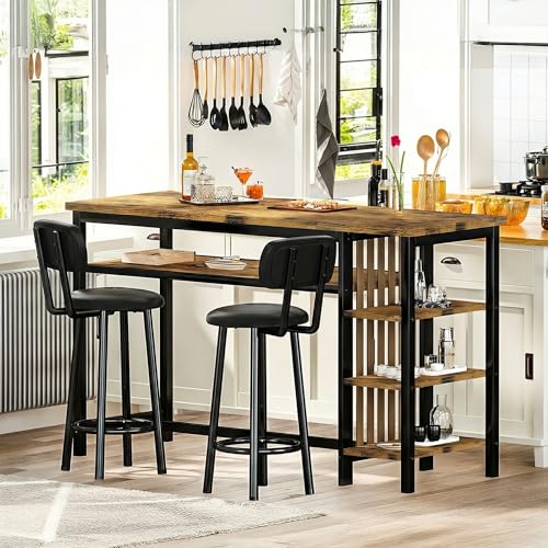 DKLGG Bar Table and Chairs Set for 2, 3-Piece Counter