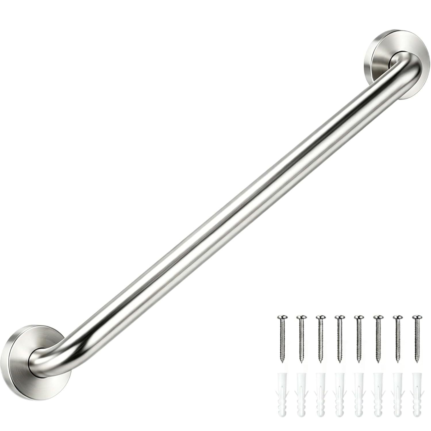 Haltegriff Dusche 60cm für Senioren, Edelstahl gebürstet Ø32mm Wandgriff | Badewannengriff aus SUS304 Edelstahl, Bis 200kg belastbar, sicherer Haltegriff für Badewanne, WC & Dusche