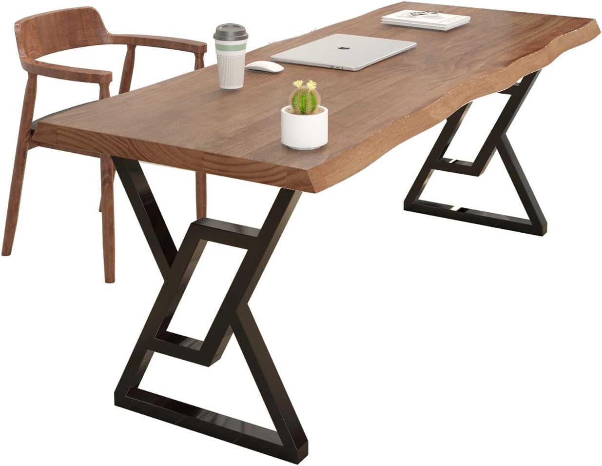 Sihtengxxhongs YOUCAI Massivholz Schreibtisch 140 cm rustikales Design, Homeoffice Schreibtisch, Gaming-Tisch Homeoffice-Arbeitsplatz Robuster Computertisch in Braun für Studium, Schreiben & Büro