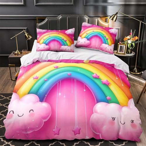 Parure de lit arc-en-ciel 135x200 housse de couette 3D microfibre enfant - 2
