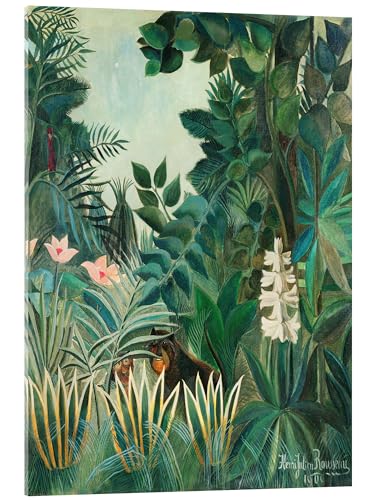 Posterlounge The Equatorial Jungle (detail) Tableau en verre acrylique de Henri Rousseau 70 x 90 cm Vert Tableaux Décoration murale