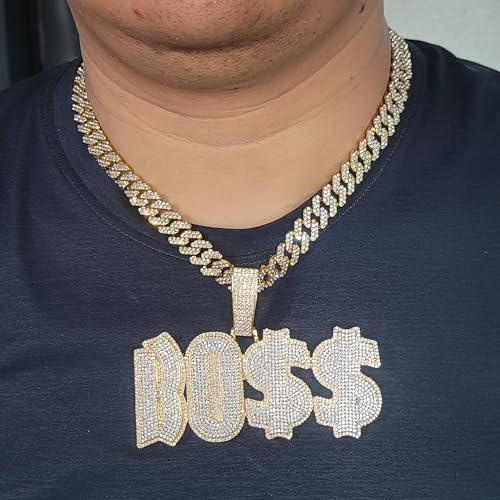 Custom Iced Out Big Name Pendant With 12mm Cuban Link Chain Solid Back Personalized Two-Tone Initial Letters Necklace Hip Hop Jewelry Gifts for Men Women4