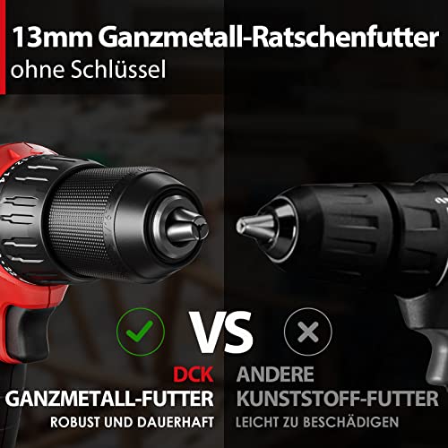 DCK Bürstenlose Schlagbohrmaschine, Schlagbohrer mit 20 V Ladegerät und 4,0 Ah Akku, 60 N.m. Drehmoment, 13mm… – Bild 4