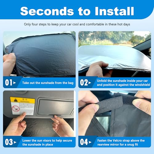 Image of Front Windshield & Side Window Sun Shade for 1996-2025 Chevy Express Accessories Cargo Van, Foldable Window Sunshade Sun Visor Protector, Window Shade Sun Shield Block UV Rays Heat, Pack of 3