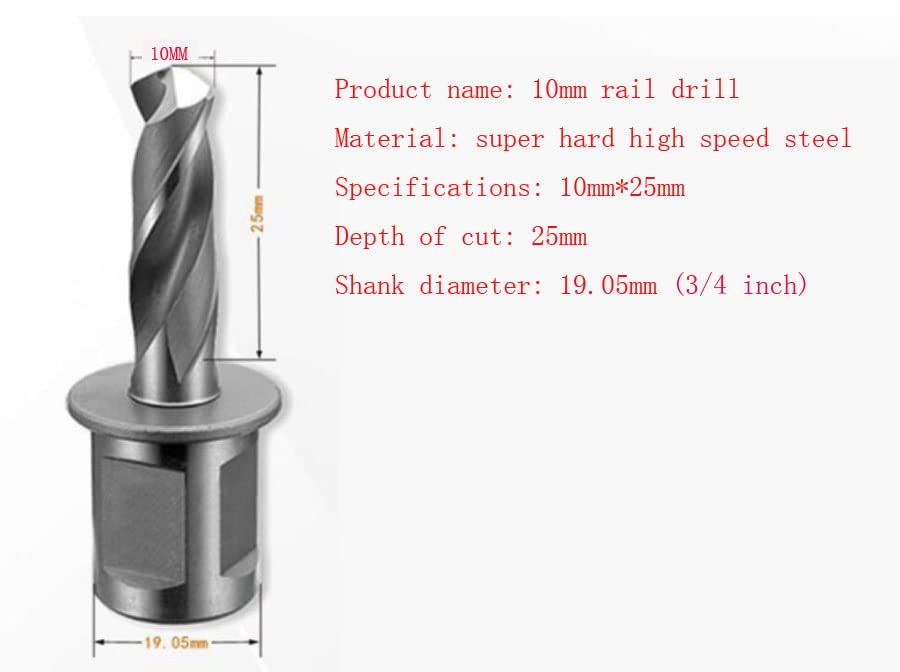 Railway Rail Drill, high Speed Steel Solid Steel Plate Drill, 3pcs/lot (D10mm*25mm. Shank Diameter: 19.05mm)