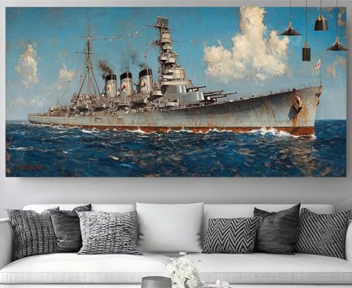 Broderie Diamant XXL Bateau sur la Mer : Créez votre Déco de Salon Zen