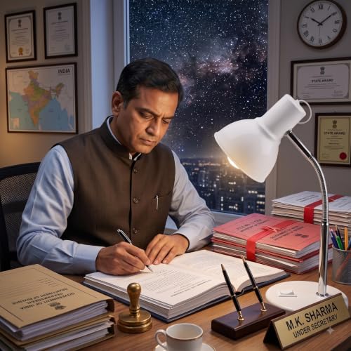 Image of Metal Desk Lamp with Bulb, Red Finish, Adjustable Gooseneck, 16 Inch Height, Strong Body Table Lamp (White)