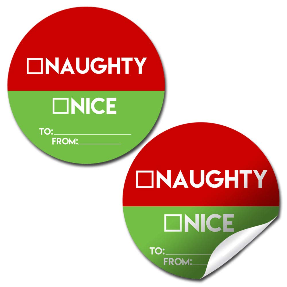 Stickers Noël Naughty or Nice pour décorer vos paquets de fêtes et sachets de biscuits maison