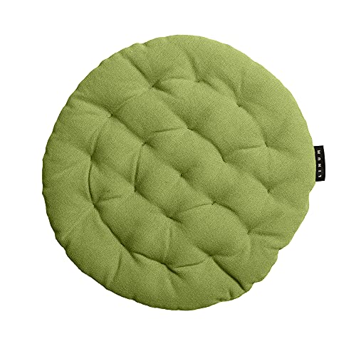 LINUM PEPPER Cojín Redondo del asiento Ø37 cm, 100% Algodón, Lavable en la lavadora, Musgo Verde