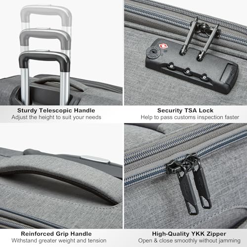 Kono 20 Inch Softside Carry On Luggage Airline Approved 20 Inch Spinner Wheels Lightweight Waterproof Suitcase with TSA Lock for Business Travel の商品画像 4