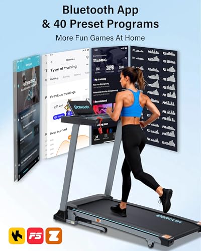 Image of BORGUSI Auto Incline Treadmill for Home - 47.3 inchx17.5 inch Long Wide Belt, 3.5 HP, Bluetooth App, 10 MPH, 300 lbs Capacity, 40 Preset Programs