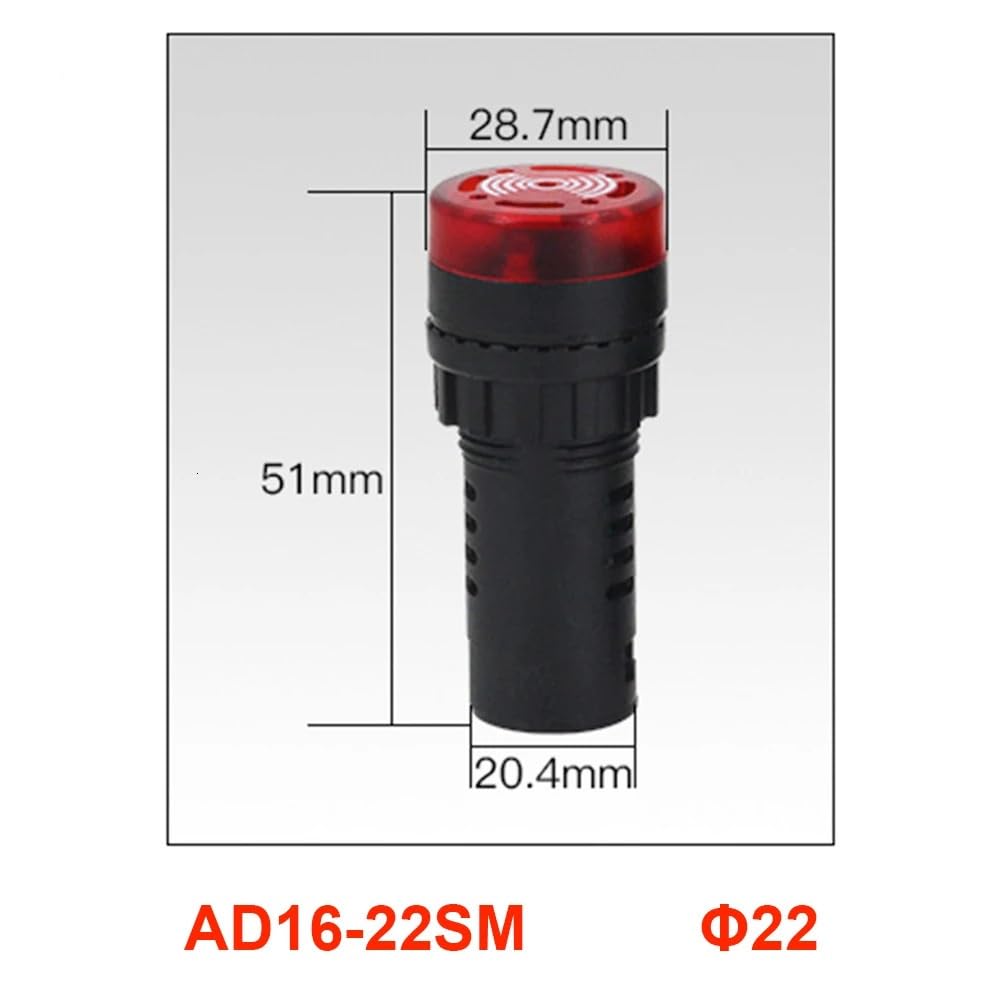 Lot de 10 voyants Lumineux 22 mm AD16-22SM, Clignotants intermittents, lumière Rouge 24 V