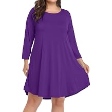 BELAROI Womens Fall Dresses 3/4 Sleeve Plus Size Casual Swing Loose Tunic Dress with Pockets