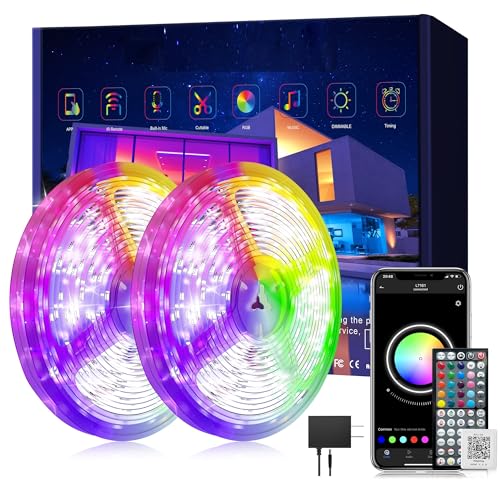 Image of Ledagic LED Strip Lights 150ft (2 * 75FT) for Bedroom - Music Sync Color Changing With Remote and App Control - RGB Cuttable Tape for Home Decor Gaming Accessories