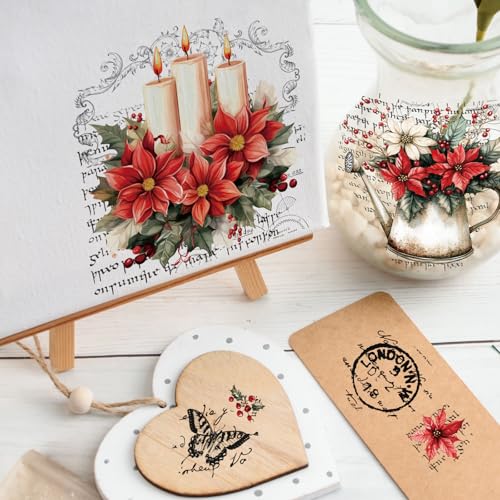 WANDIC 6 Sheets Christmas Flowers Letter Theme Rub On Transfer Sticker - Image 3