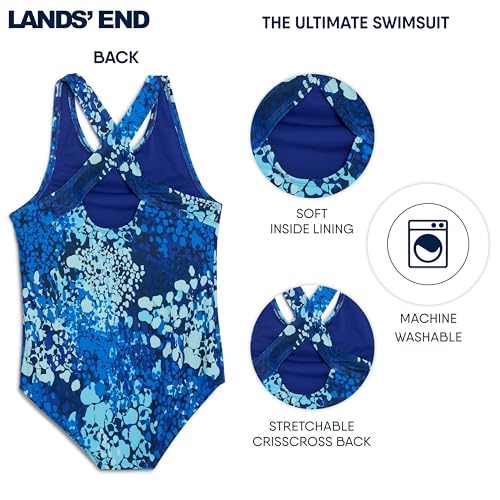 Image of Lands' End Girls' UPF 50+ Stretch Crisscross Back One Piece Swimsuit