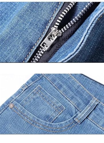 Men's Summer Jeans Thin Cotton Elastic Waist Business Casual Straight Denim Pants Comfortable Trousers3