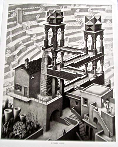 M C Escher Waterfall 1961 Poster 14x11 Offset Lithograph
